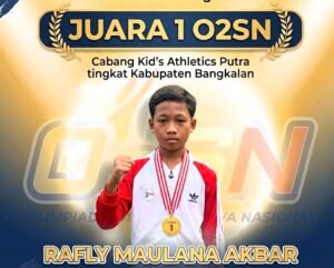 SANG JUARA 1 O2SN CABANG KID’S ATHLETICS PUTRA PERWAKILAN DARI KECAMATAN GALIS SE KABUPATEN BANGKALAN GO JAWA TIMUR